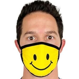 Tipsy Elves Yellow Smiley Cloth Face Mask, NWT